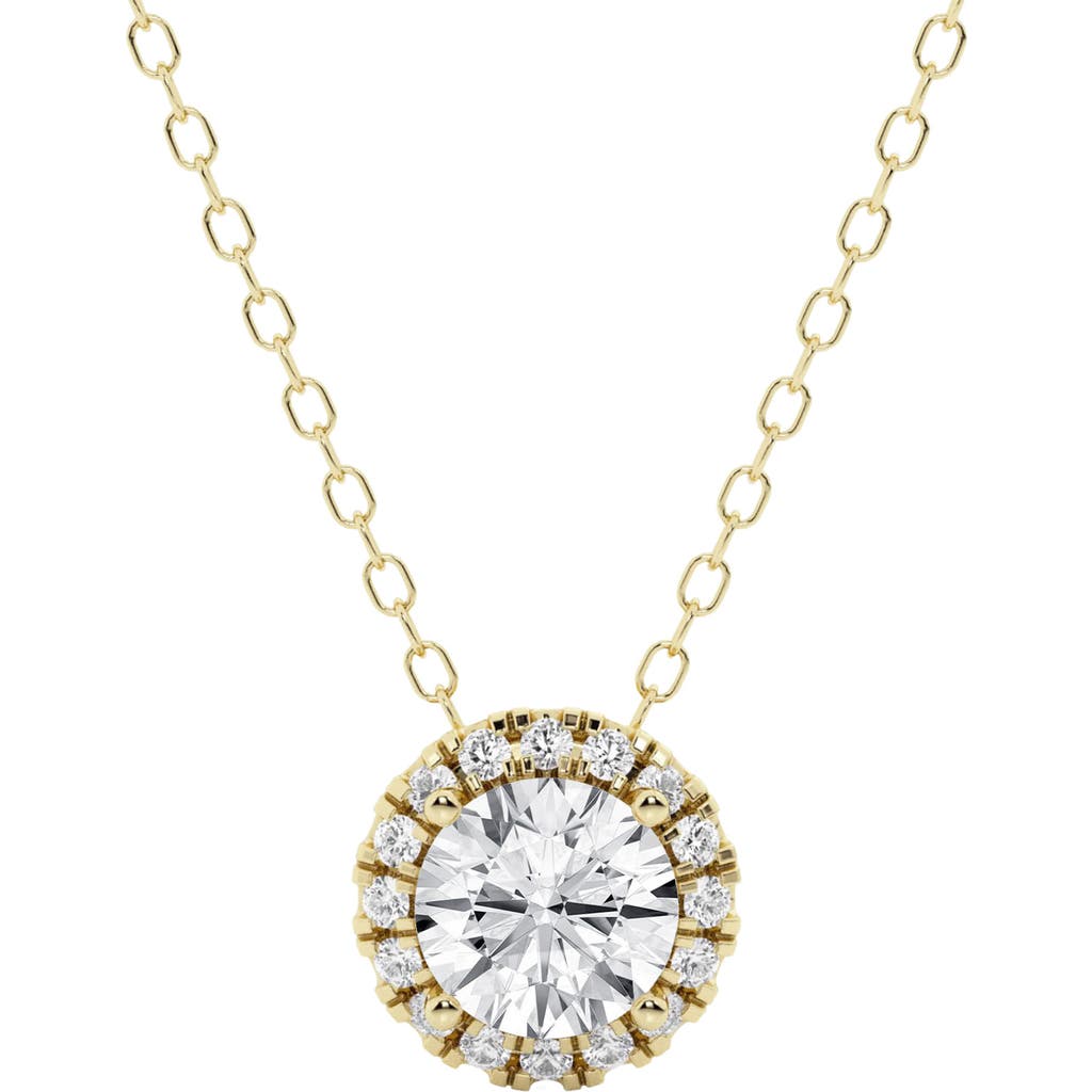 Shop Badgley Mischka Collection 14k Gold Round Cut Lab-created Diamond Halo Pendant Necklace