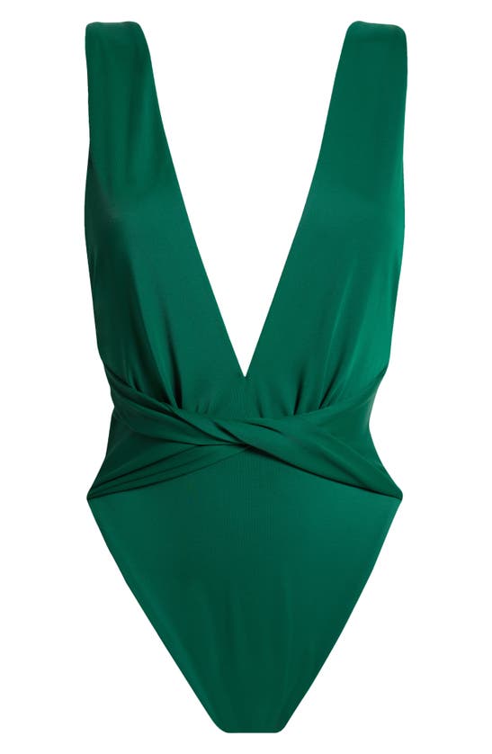 Shop Agua Bendita Ellis Dreamin Plunge One-piece Swimsuit In Green