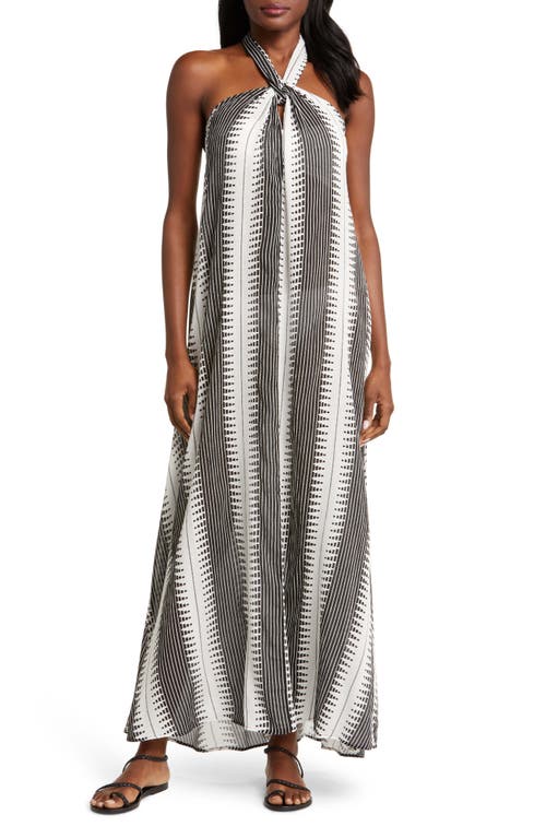 Shop Elan Halter Neck Cover-up Maxi Dress In Black/white Kenya