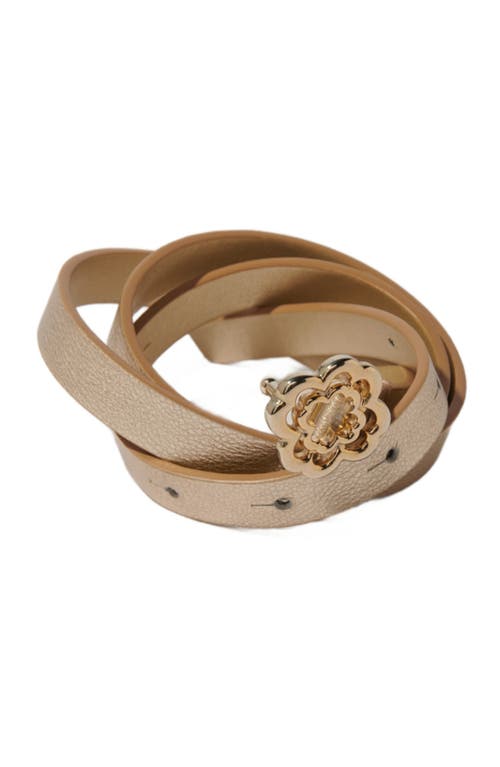 Maje Slim Belt With Clover Buckle In Light Gold