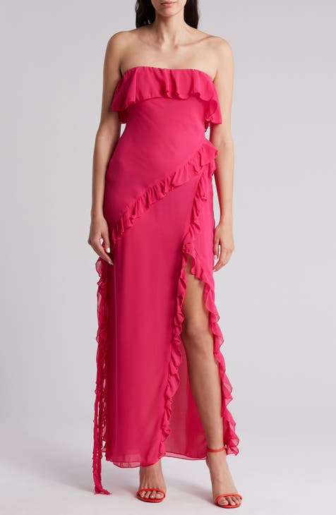 Ruffle Strapless Gown