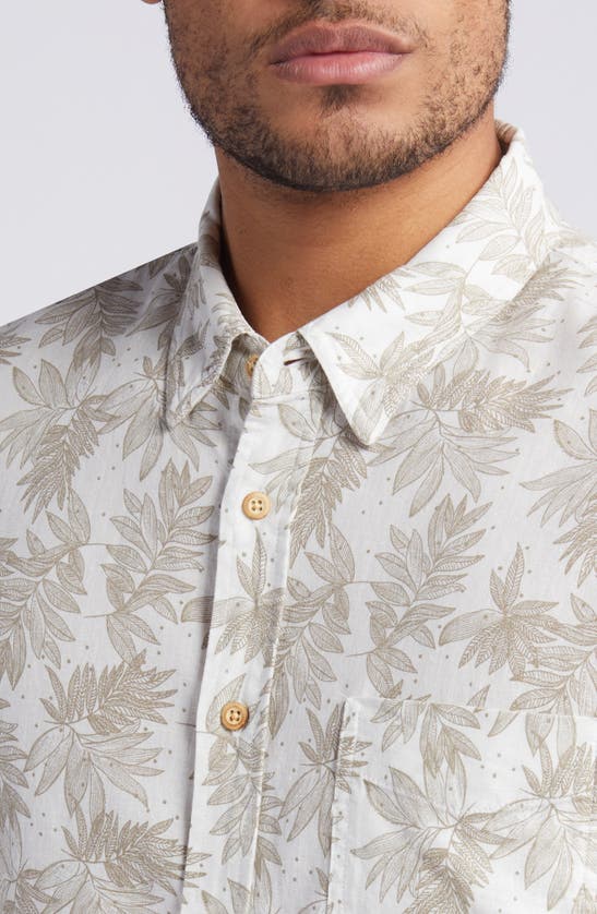 Shop Rails Carson Leaf Print Short Sleeve Linen Blend Button-up Shirt In Dotted Fronds Seneca