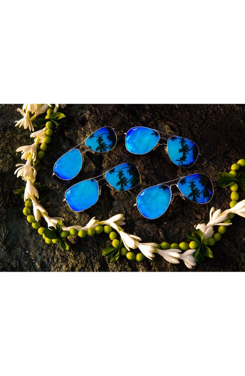 Maui Jim Cliff House 59mm Polarizedplus2 Metal Aviator Sunglasses - Silver/ Blue Hawaii In Silver/blue Hawaii