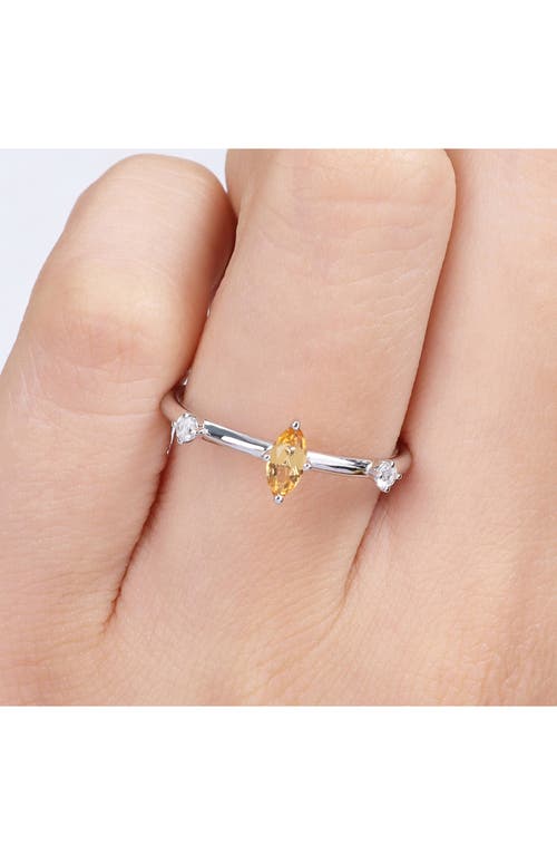 Delmar Sterling Silver Marquise Citrine & White Topaz Ring In Silver/citrine