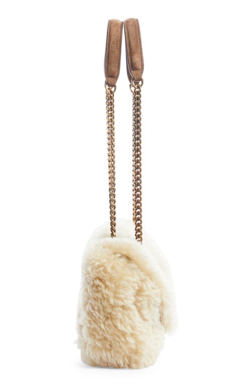 Shop Saint Laurent Calypso Genuine Shearling Shoulder Bag In Naturel/dark Cigar