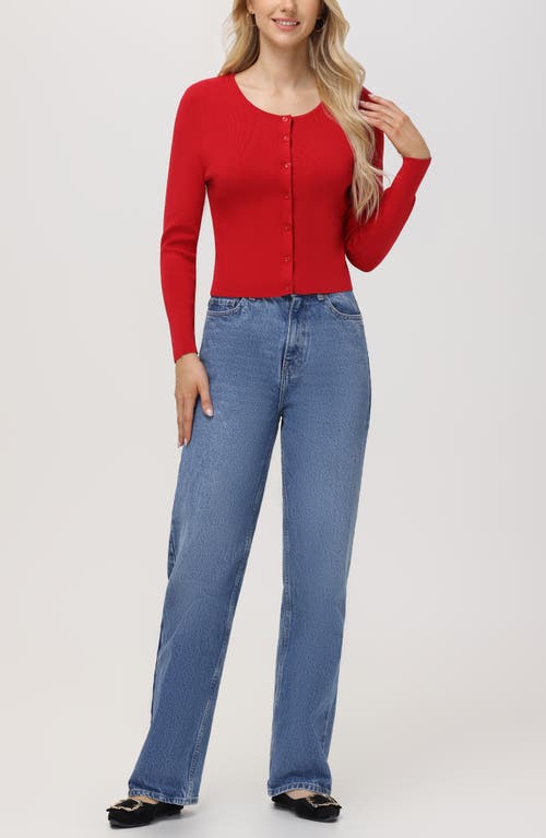 Shop 525 Eva Rib Cardigan In Cherry Red