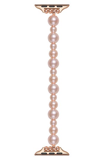 The Posh Tech Mauve Imitation Pearl Apple Watch® Bracelet Watchband In Rose Gold
