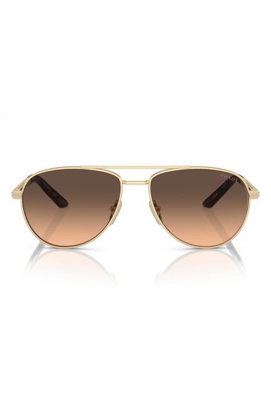 Shop Prada 60mm Pilot Sunglasses In Matte Pale Gold