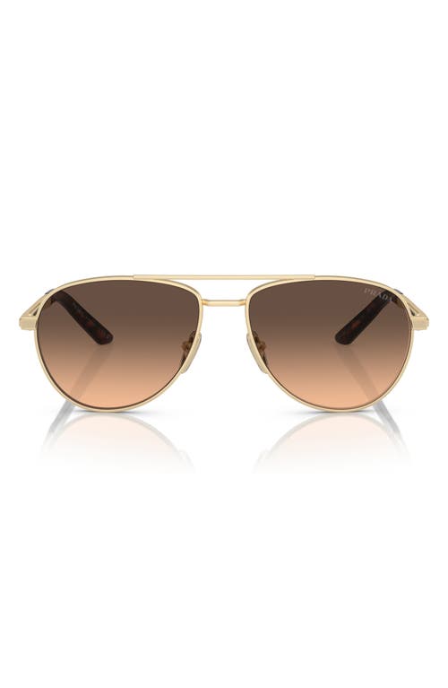 Prada 60mm Pilot Sunglasses in Matte Pale Gold at Nordstrom