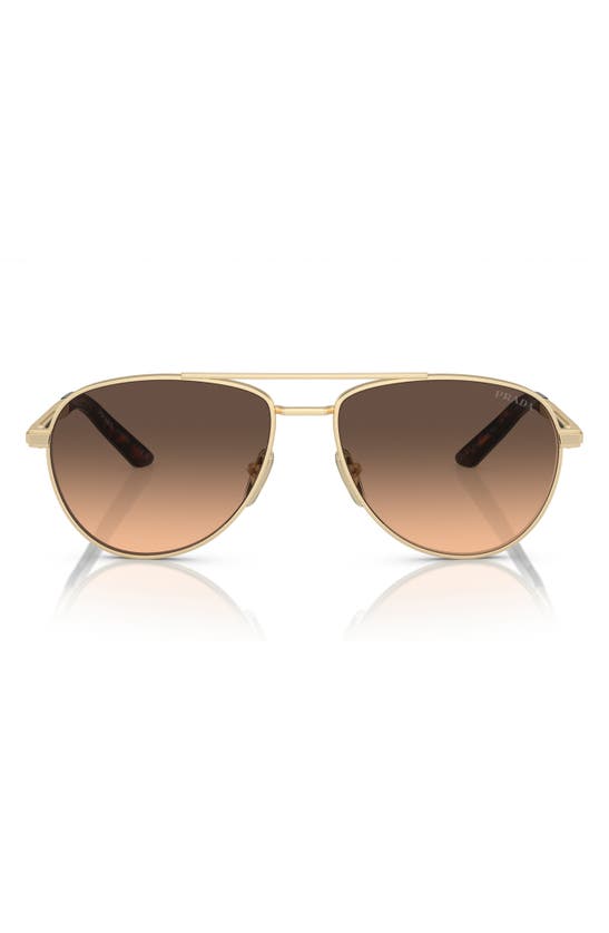 Prada 60mm Pilot Sunglasses In Matte Pale Gold