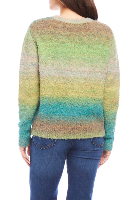 Shop Karen Kane Ombré Stripe Bouclé Sweater In Green