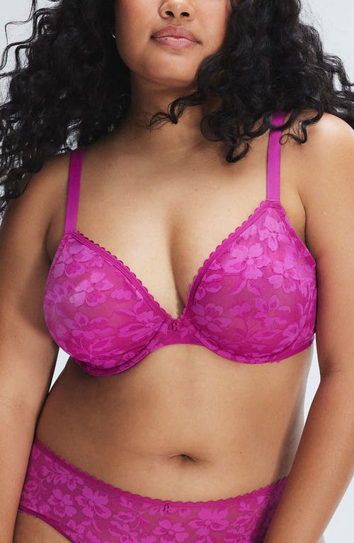 Savage X Fenty Lavish Lace Unlined Plunge Bra In Purple Passionfruit