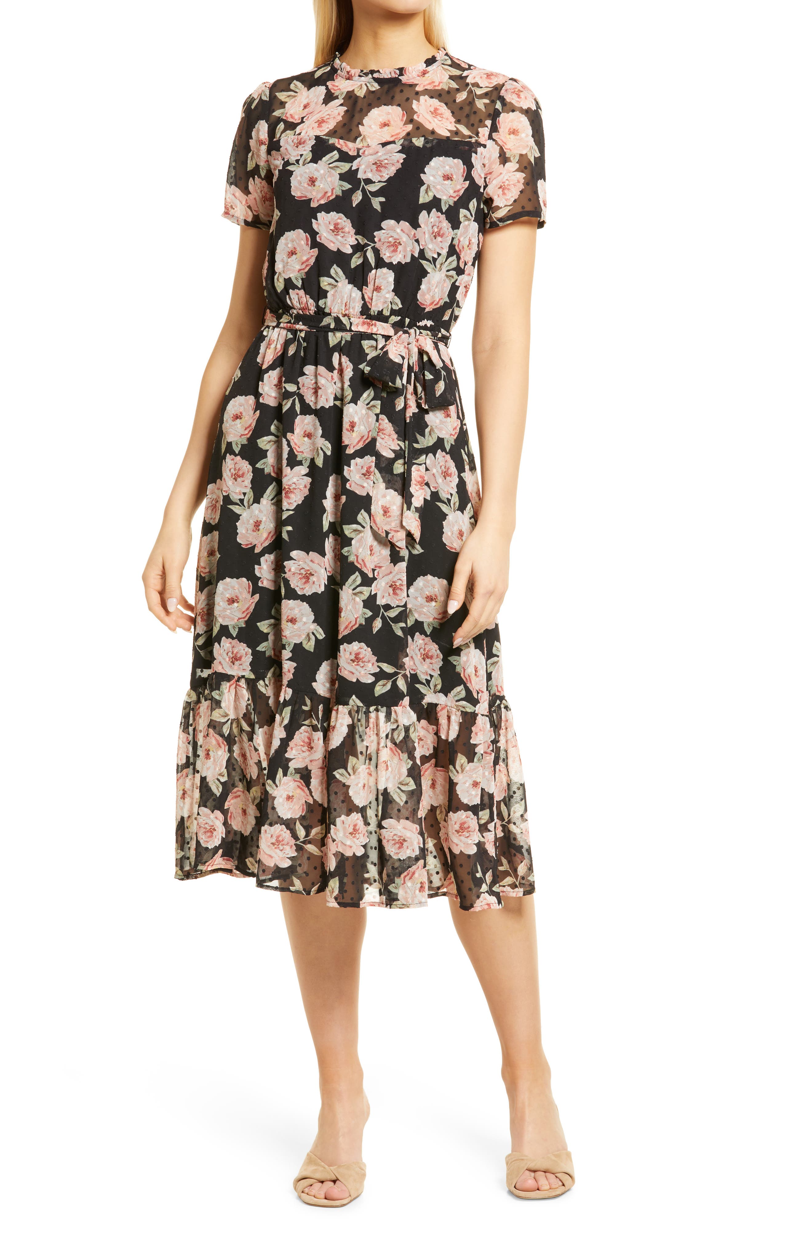 GIBSONLOOK Romantic Floral Midi Dress 