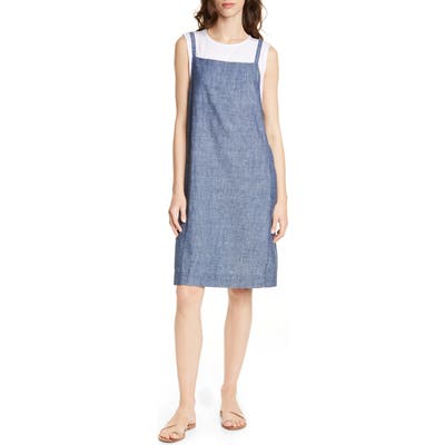 Eileen Fisher Hemp & Organic Cotton Pinafore Dress, Blue