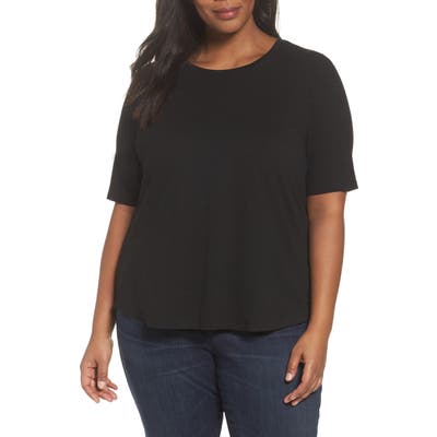 Plus Size Eileen Fisher Crewneck Tee, Black
