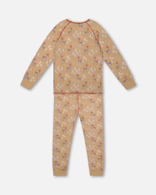 Deux Par Deux Adult Women Two Piece Family Christmas Pajama Set In Printed Christmas Deer