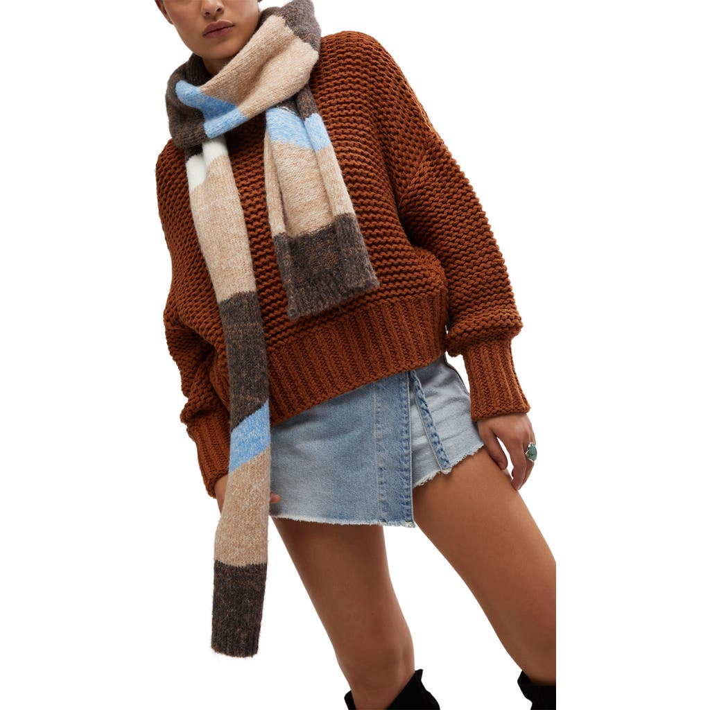 Free People Carina Swirl Colorblock Scarf In Tan