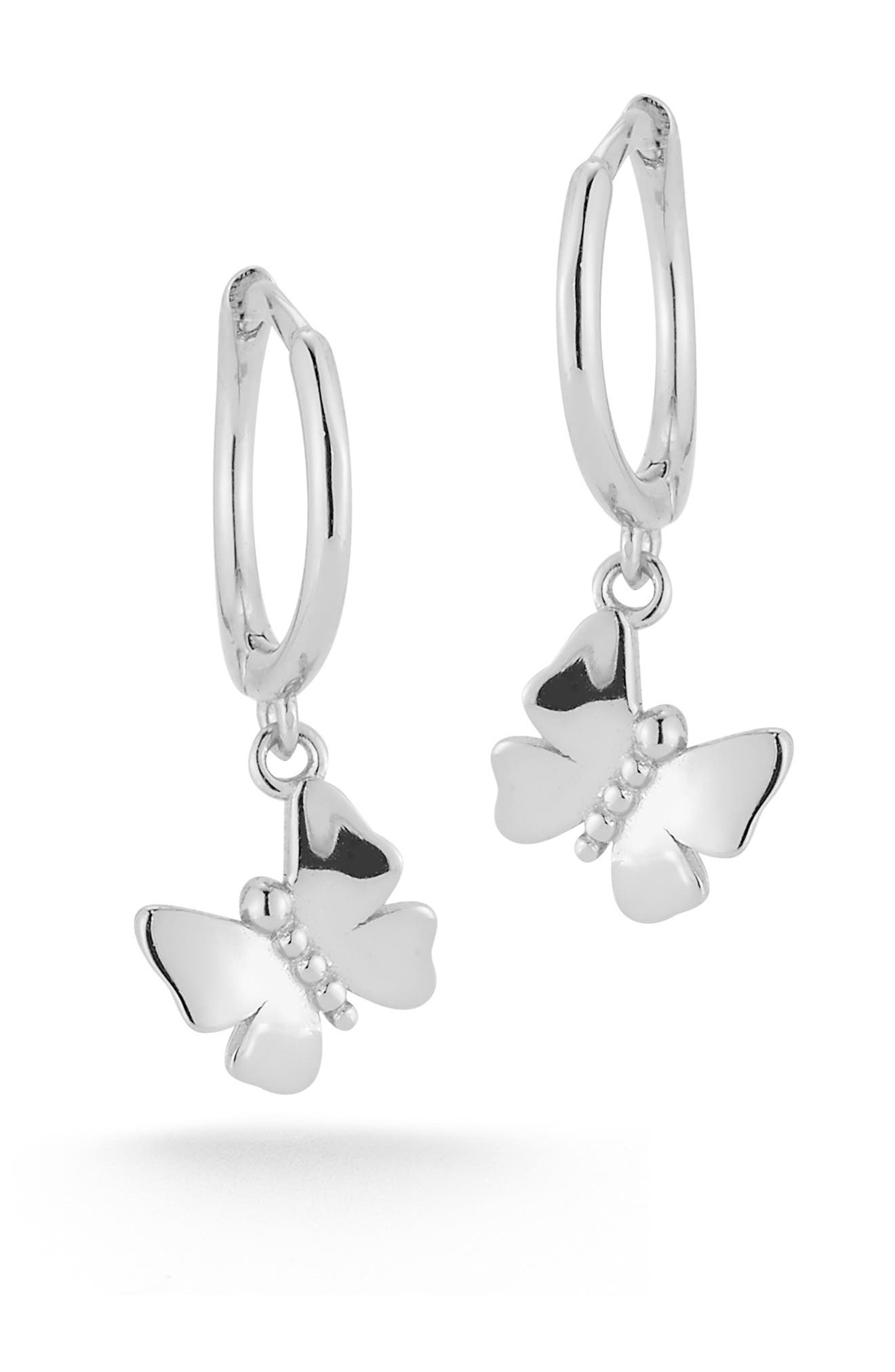 Sphera Milano Butterfly Huggie Earrings In Silver