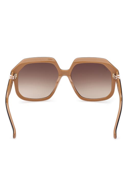 Shop Max Mara 57mm Geometric Sunglasses In Dark Brown/other/grad Brown