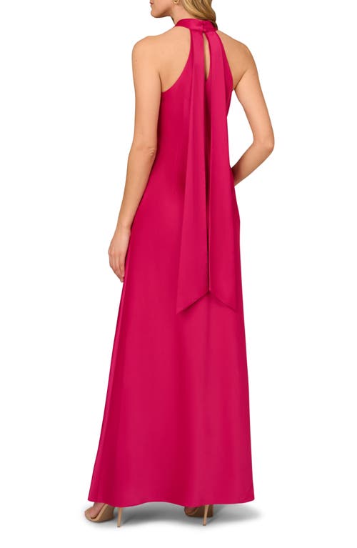 Shop Aidan Mattox By Adrianna Papell Stretch Satin Halter Mermaid Gown In Rich Magenta