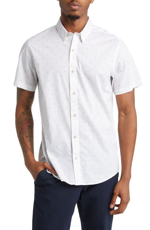 TravisMathew Drink Menu Short Sleeve Button-Up Shirt in White