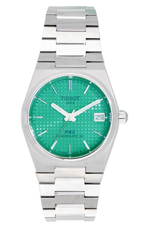 Shop Tissot Prx Auto Powermatic 80 Bracelet Watch, 35mm In Silver/light Green