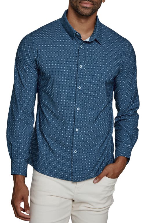 Shop 7 Diamonds Zaire Performance Button-up Shirt In Navy