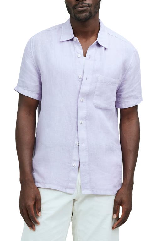 Easy Linen Short-Sleeve Button-Up Shirt in Violet Haze