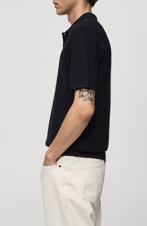 Shop Mango Structured Polo Shirt In Dark Navy