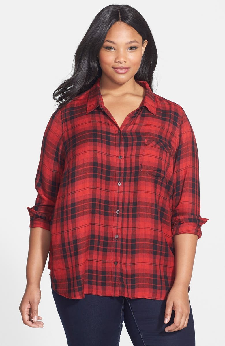 Lucky Brand Plaid Flannel Boyfriend Shirt (Plus Size) | Nordstrom