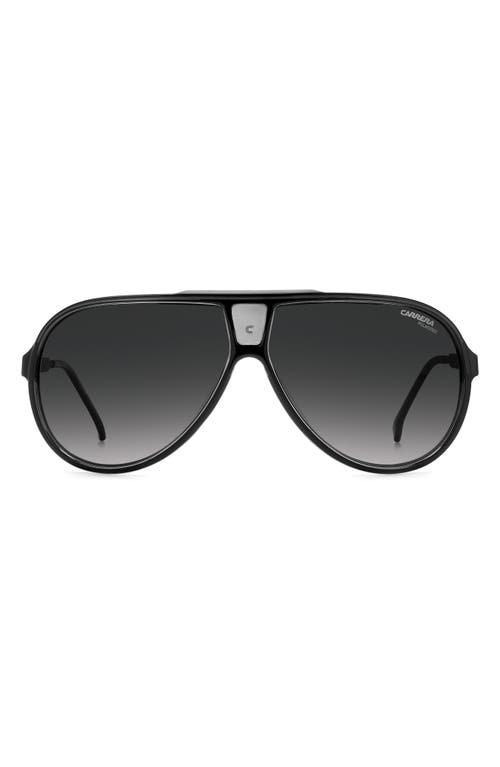 Carrera Eyewear 63mm Polarized Aviator Sunglasses in Black Grey /Gray Polar