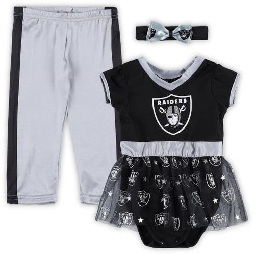 JERRY LEIGH Infant Black/Silver Las Vegas Raiders Tailgate Tutu Game Day Costume Set