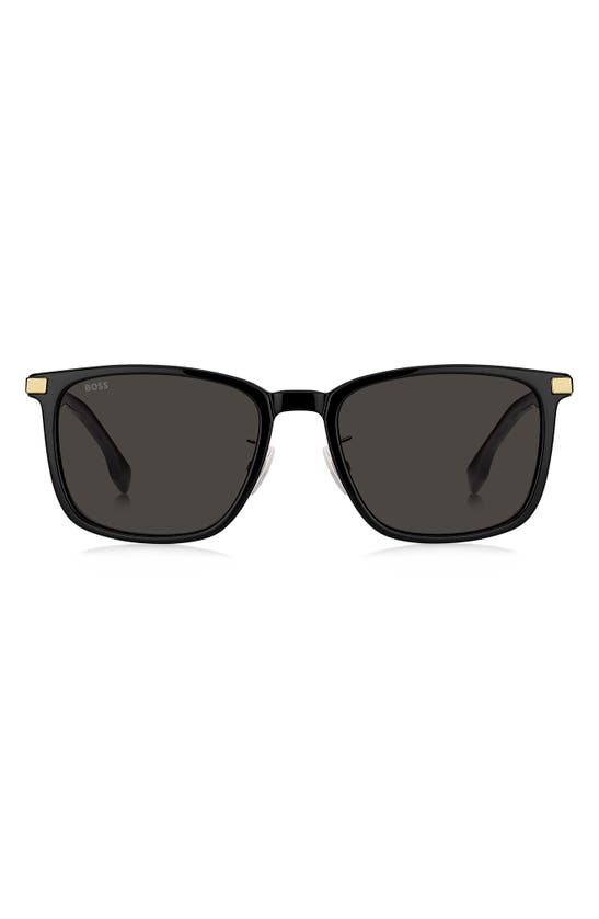 Shop Hugo Boss Boss 57mm Rectangular Sunglasses In Black Gold