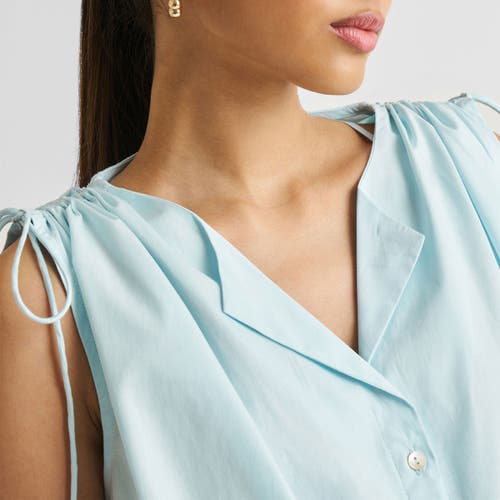 Reistor Shirt Dress With Shoulder Tie Details In Summer Blue