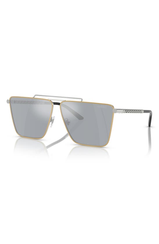 Shop Versace 64mm Mirrored Oversize Pillow Sunglasses In Blue Mirror