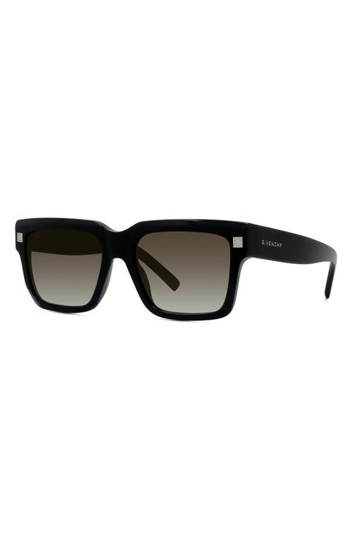 Shop Givenchy Gv Day Square Sunglasses In Shiny Black/gradient Smoke