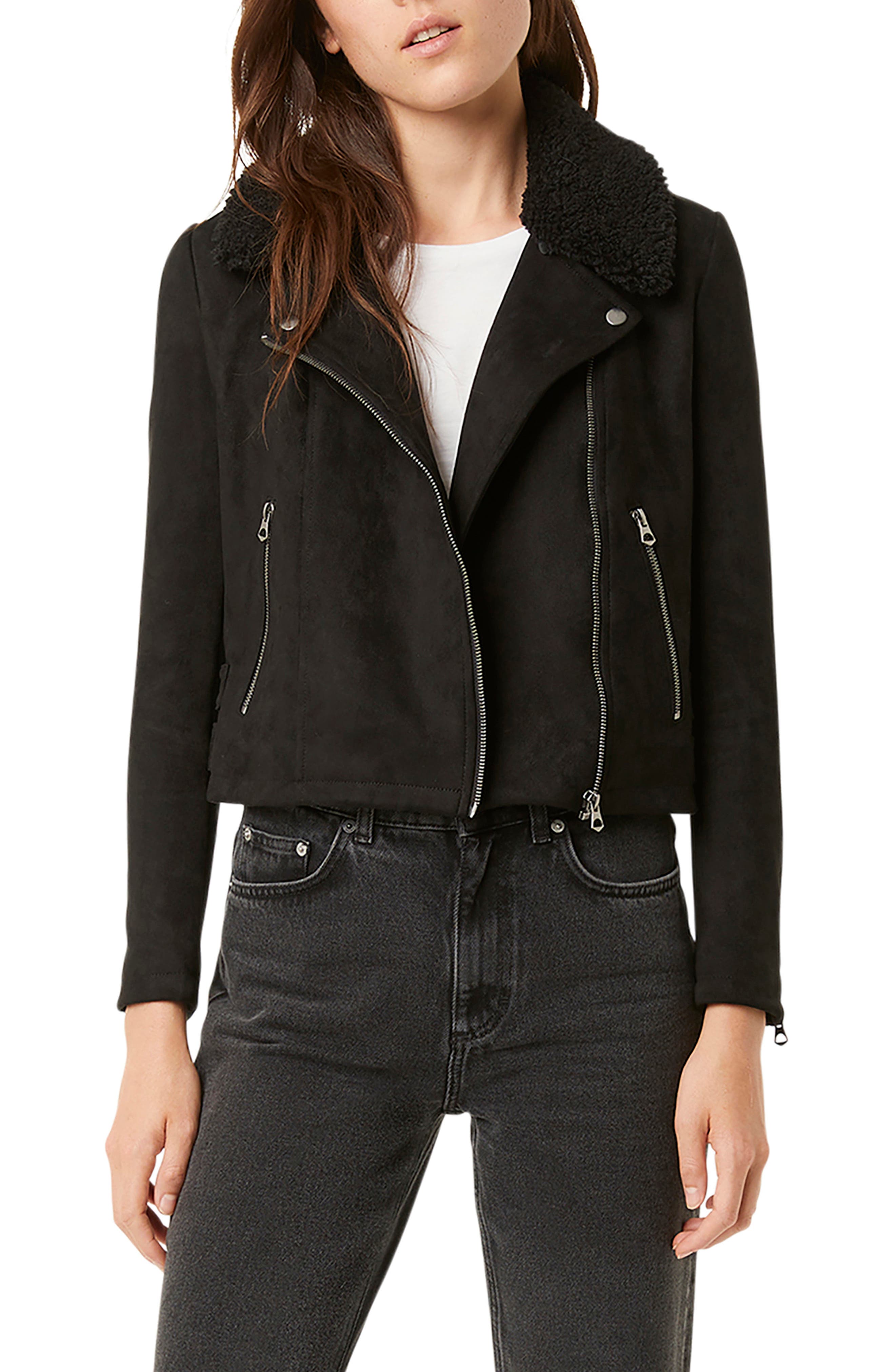 French Connection Coats Amaranta Faux Shearling Moto Jacket