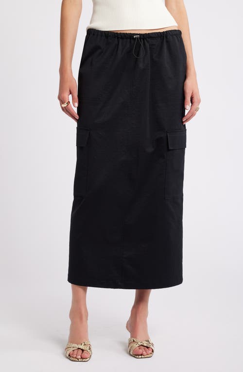 Shop Open Edit Drawcord Maxi Utility Cargo Skirt In Black