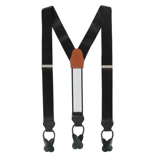 Trafalgar Dutton Solid Color Silk Button End Suspenders In Black