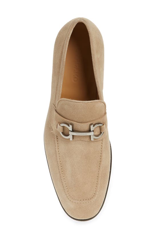Ferragamo Men's Foster Gancini Suede Bit Loafers In Beige