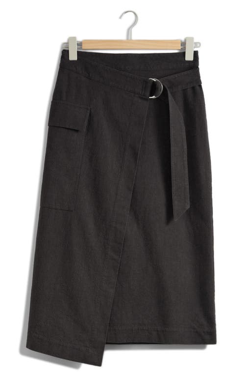 & Other Stories Belted Asymmetric Midi Skirt In Black