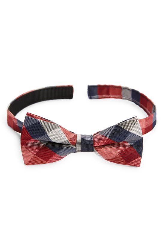 Nordstrom Kids' Anders Check Bow Tie In Red Polish- Navy Check