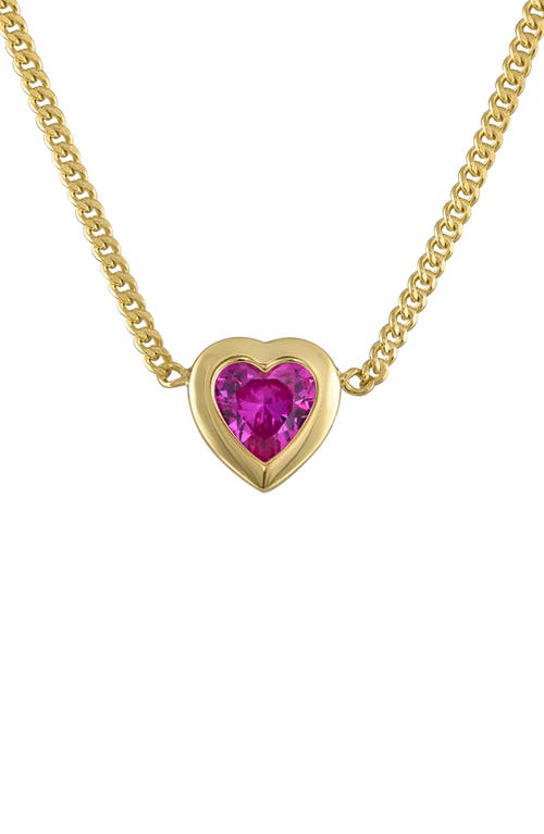 Fzn Heart Charm Necklace In Pink Sapphire