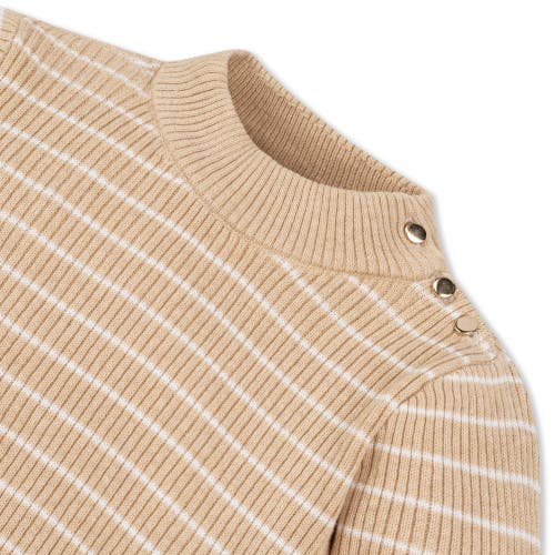 Shop Hope & Henry Baby Girls' Organic Mock Neck Sweater, Infant In Oatmeal Heather Stripe