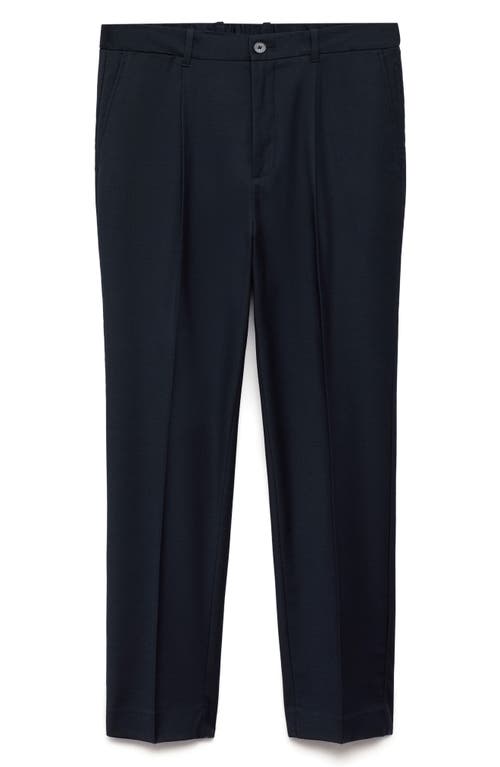 Shop Mango Pleated Slim Fit Dress Pants In Dark Navy