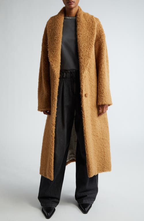 Shop Golden Goose Journey Oversize Alpaca Blend Belted Coat In Tobacco Brown