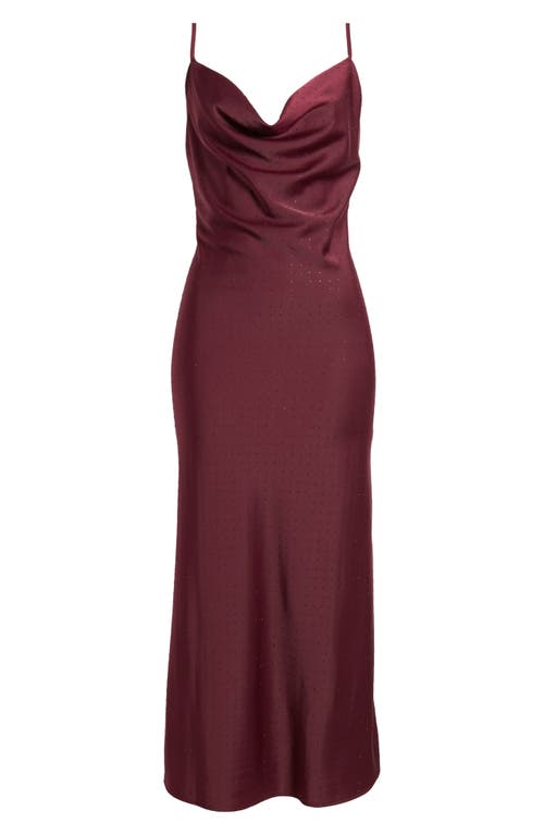 Shop Rare London Diamante Satin Slipdress In Burgundy