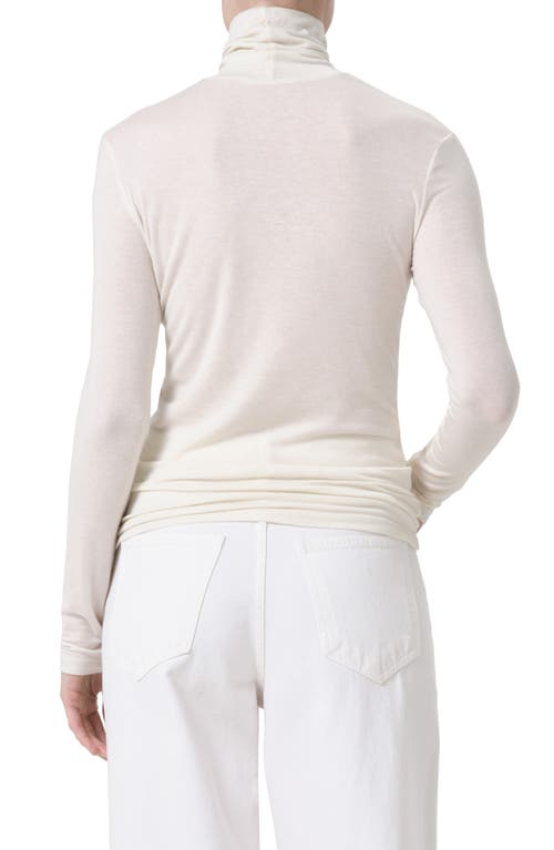 Shop Agolde Pascale Rib Turtleneck Top In Oat Milk