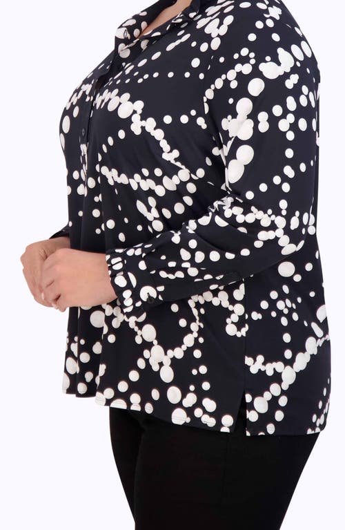 Shop Foxcroft Mia Pearly Print Jersey Shirt In Black/white