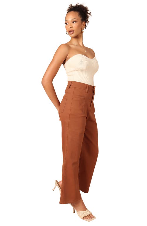 Petal And Pup Petal & Pup Georgette High Waist Bootcut Pants In Brown